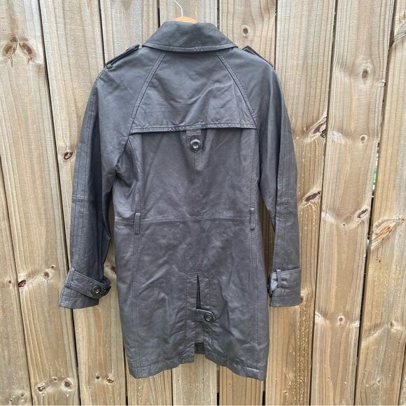 💛 Velez Leather Dark Trench Coat Columbian Designer - Picture 5 of 7